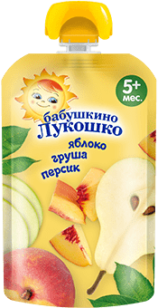 Пюре "Бабушкино Лукошко" 90гр (яблоко/груша/персик)